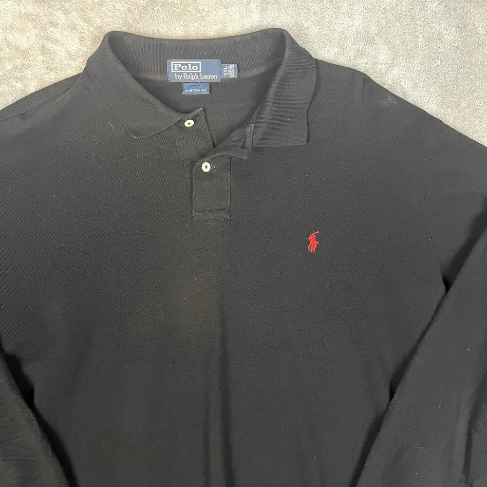 Ralph Lauren Long Sleeve Polo Mens XXL Black Custom Fit Big‎ and Tall
